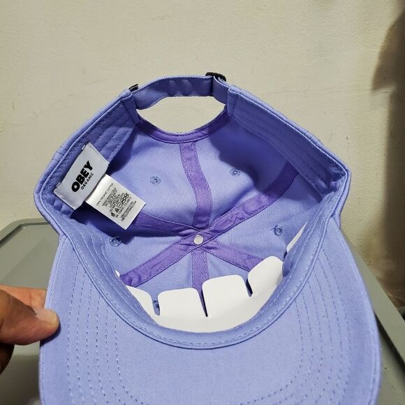 Obey Bold Label Organic Mens 6 Panel Strapback Digital Violet NWT - Picture 7 of 9